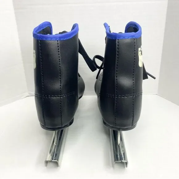 American Athletic Youth Boys Size 8 Chillin Double Runner Ice Skates Black Blue - Picture 10 of 13